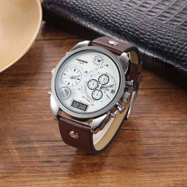 Krono DUALFORCE™ – Dual Time Zone Men’s Watch | Elegant PU Leather Strap